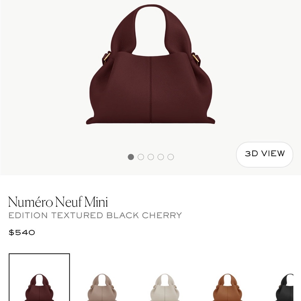 Polene Numéro Neuf Mini Textured Black Cherry Bag